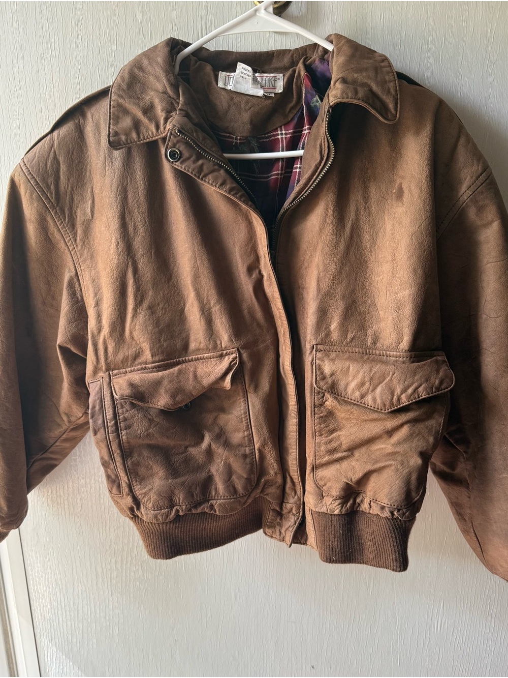 Men's Vintage Lindsey Blake Brown Leather Bomber Jacket - Classic Workwear Style